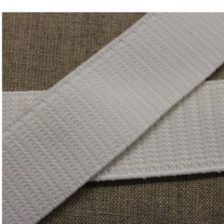 Ruban elastique élasthanne gros grain blanc 30 mm