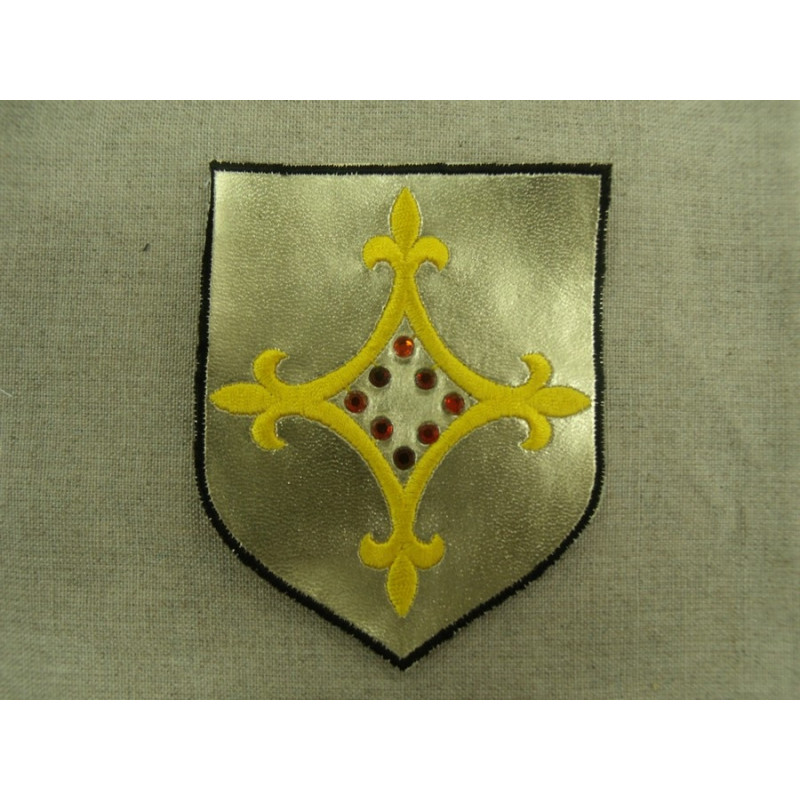 écusson thermocollant blazon or avec strass rouge