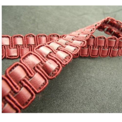 Ruban Simili Cuir / Skai Bordeaux Sur 2 Rangées 20 mm