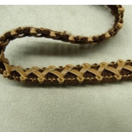 Ruban Simili Cuir / Skai Entrelacé Gold 12 mm