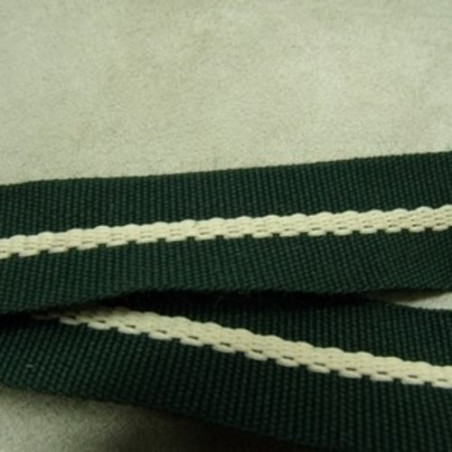 Déstockage Sangle Polyester Lanière Blanche sur Fond Vert 20 mm – Au mètre, lot 5 m ou 20 m