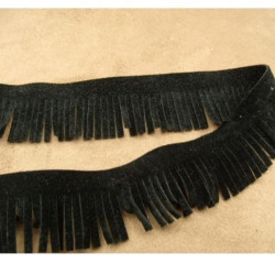 Ruban Frange Façon Daim Noir 30 mm