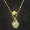 Collier avec chainette métal doré motif pomme en pierre naturelle new jade