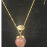 Collier avec chainette métal doré motif pomme en pierre naturelle rhodonite