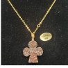 Collier avec chainette métal doré motif trefle en pierre naturelle leopard skin