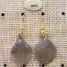 paire de boucle d'oreille motif feuille pendentif agate en pierre naturelle