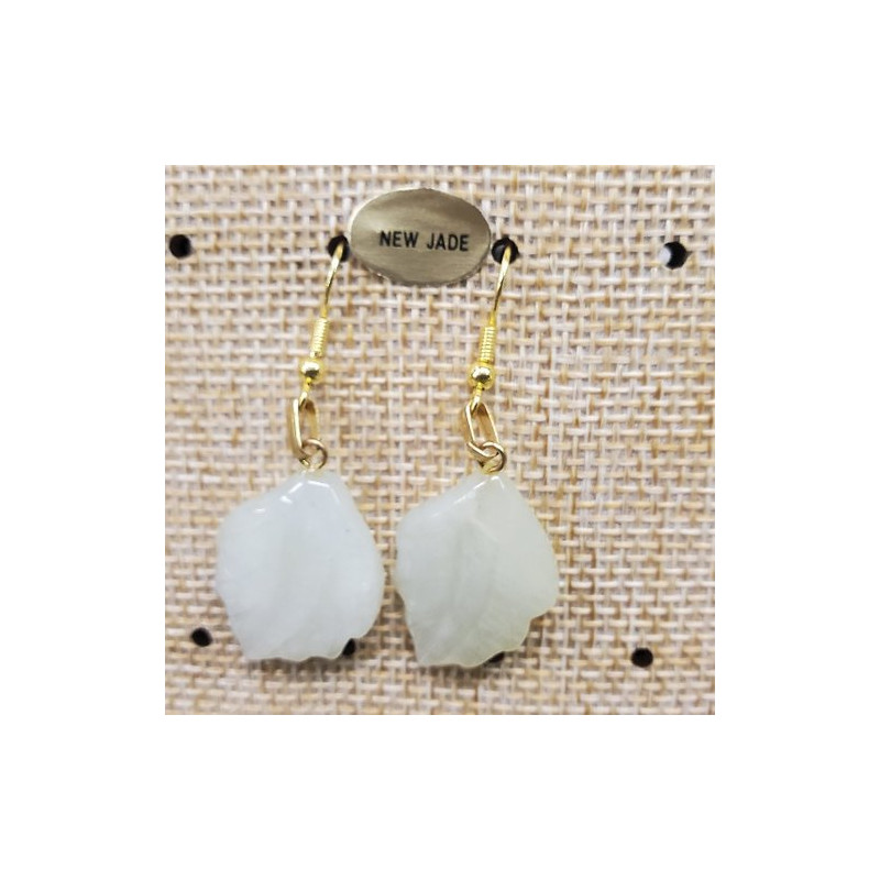 paire de boucle d'oreille motif feuille pendentif picture new jade en pierre naturelle