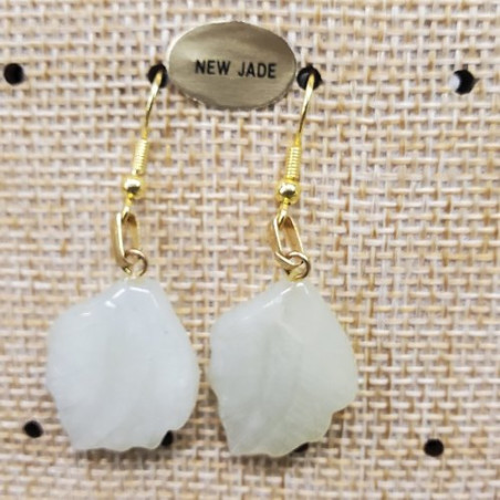 paire de boucle d'oreille motif feuille pendentif picture new jade en pierre naturelle