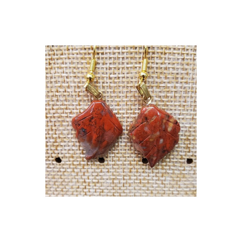 paire de boucle d'oreille pendentif breciated jasper en pierre naturelle