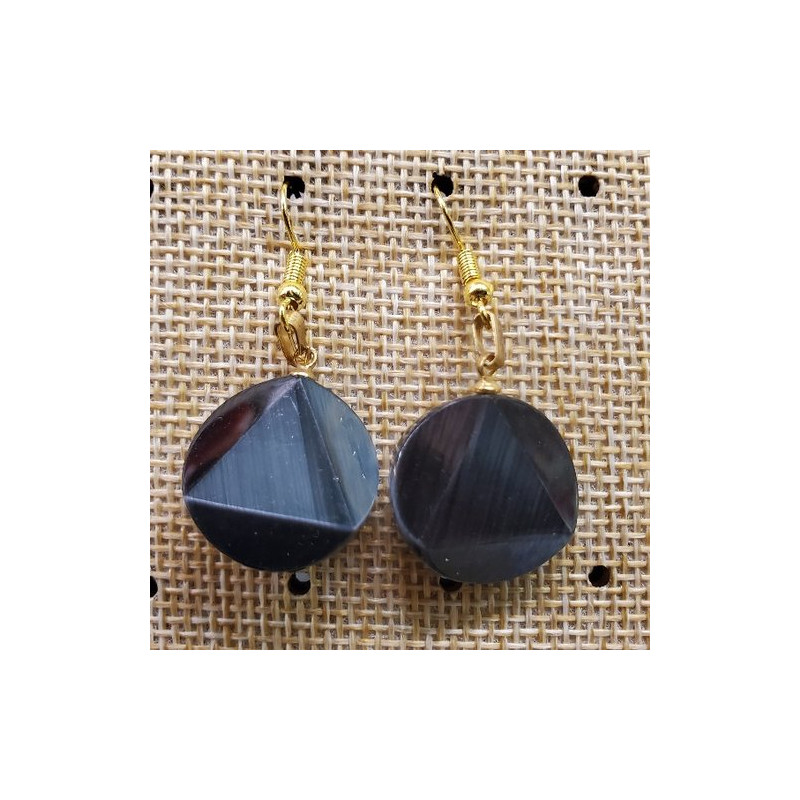 paire de boucle d'oreille en triangle dans un cercle symbole de force noir