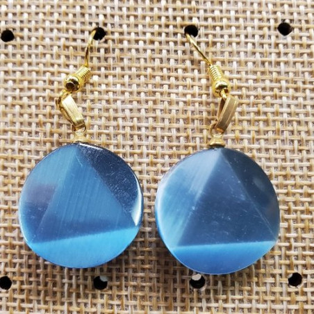 paire de boucle d'oreille en triangle dans un cercle symbole de force bleu
