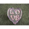 écusson à coudre-motif: jean's coeur LOVE rose fushia et violet