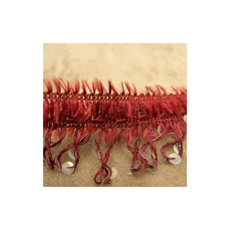 Ruban Frange avec sequin bordeaux 40 mm