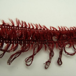 Ruban Frange avec sequin bordeaux 40 mm