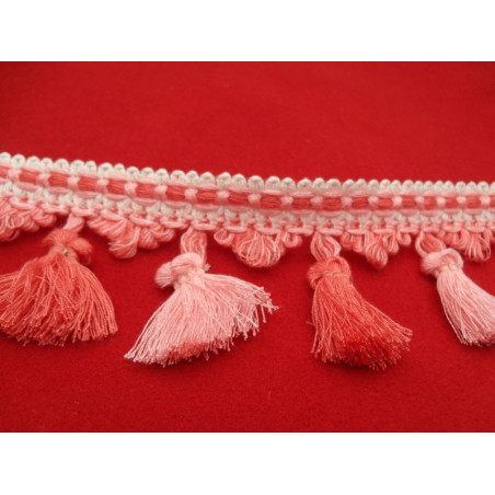 Ruban avec pompon- rose et rouge Ruban avec pompon- rose et rouge