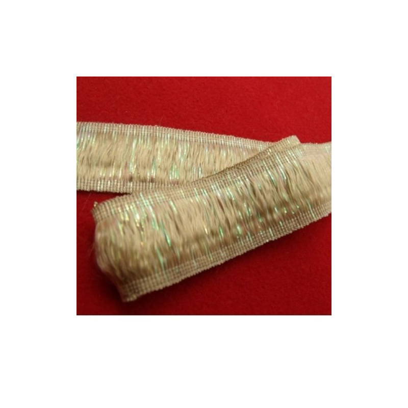Ruban Petite Frange Beige Et Rose 25 mm