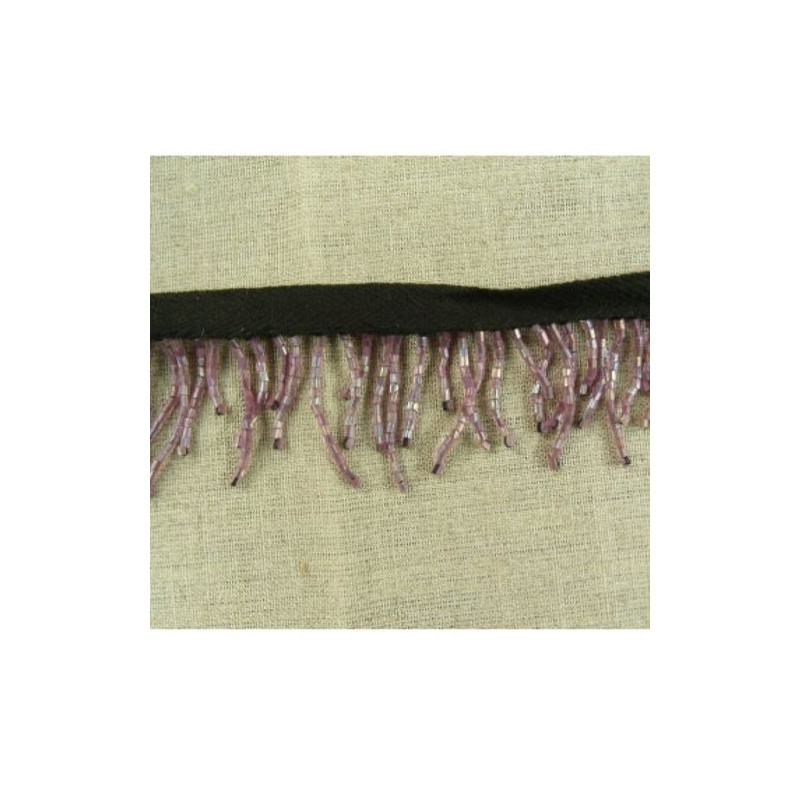 RUBAN FRANGE PERLES  ROCAILLE PARME,HAUTEUR TOTALE 45 mm