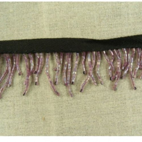 RUBAN FRANGE PERLES ROCAILLE PARME,HAUTEUR TOTALE 45 mm