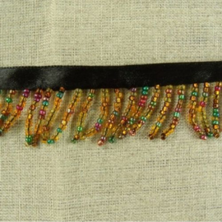 RUBAN FRANGE PERLES ROCAILLE Orangé 30 mm