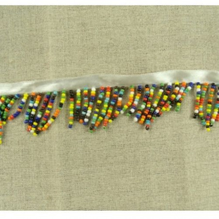 RUBAN FRANGE PERLES ROCAILLE multicolore 40 mm