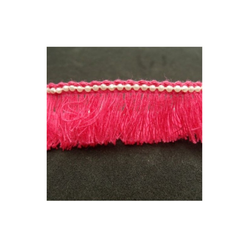 ruban frange perlé nacré rose fushia 25 mm