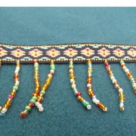 ruban frange perlé multicolore 45 mm