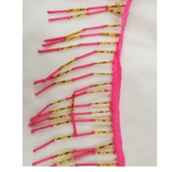 ruban frange perlé rose indien hauteur total 8 cm/hauteur perle 7 cm