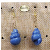 paire de boucle d'oreille en coquillage pendentif dumorterite  en pierre naturelle