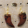 paire de boucle d'oreille motif corne pendentif mahagony obsidian en pierre naturelle