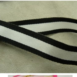 RUBAN GROS GRAIN polyester noir & blanc 15 mm