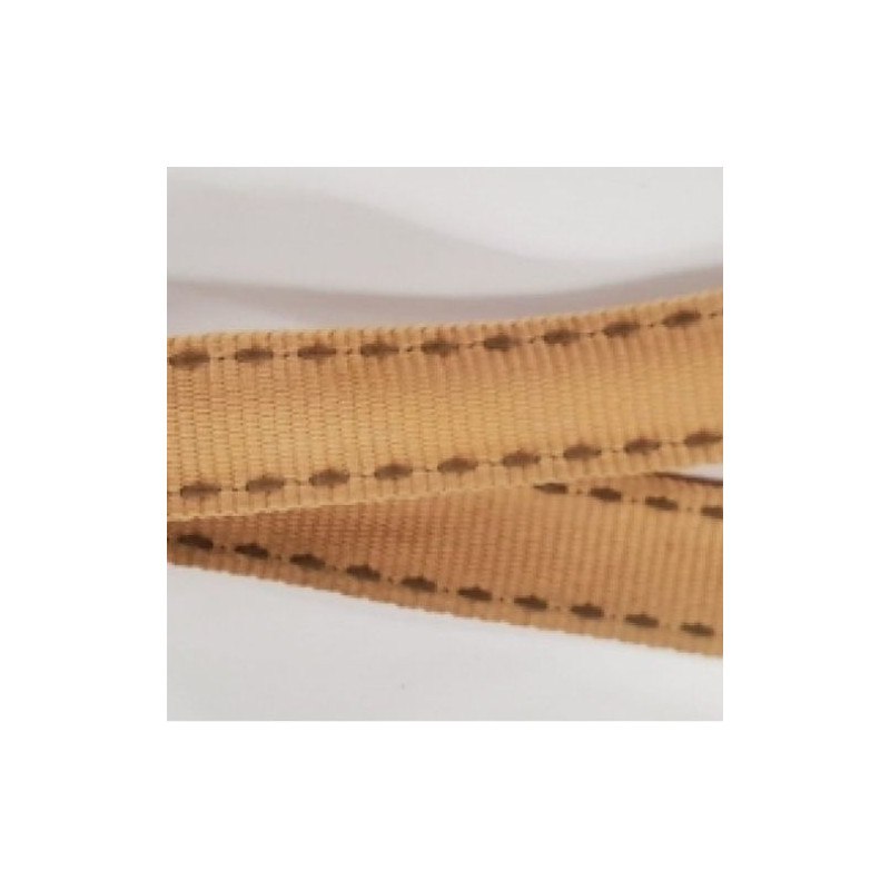 LOT DE 4 METRES ruban gros grain saumon surpiqué beige 15 mm