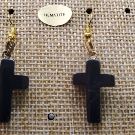 paire de boucle d'oreille pierre naturelle et pierre semi précieuse hematite