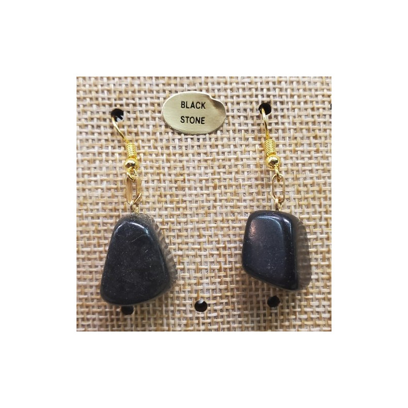 paire de boucle d'oreille en pierre semi précieuse en forme diverses black stone