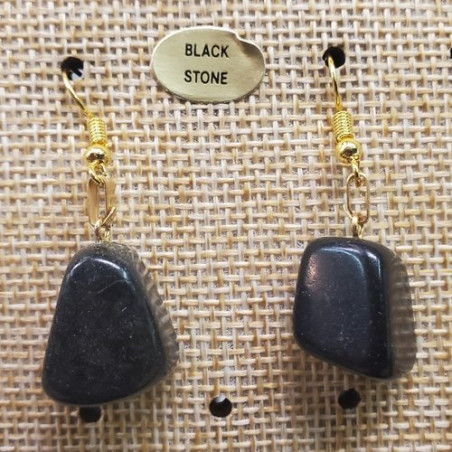 paire de boucle d'oreille en pierre semi précieuse en forme diverses black stone