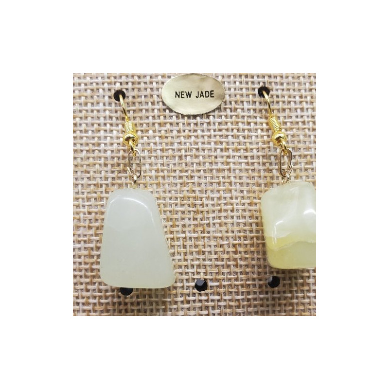 paire de boucle d'oreille en pierre semi précieuse en forme diverses new jade