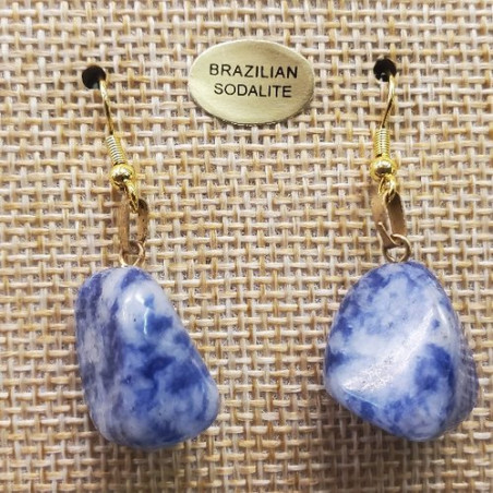 paire de boucle d'oreille en pierre semi précieuse en forme diverses brazilian sodalite