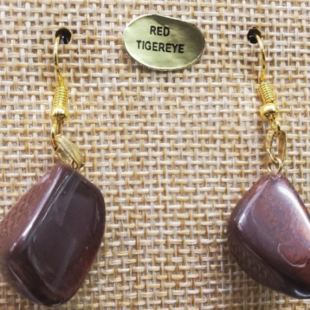 paire de boucle d'oreille en pierre semi précieuse en forme diverses red tigereye