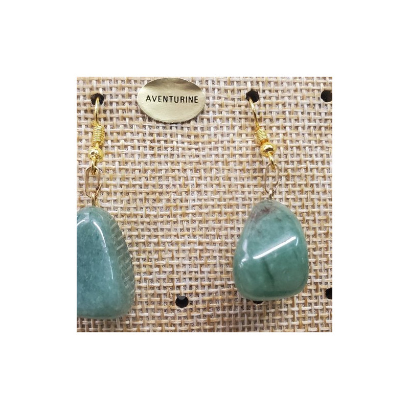 paire de boucle d'oreille en pierre semi précieuse en forme diverses aventurine