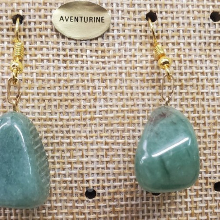 paire de boucle d'oreille en pierre semi précieuse en forme diverses aventurine