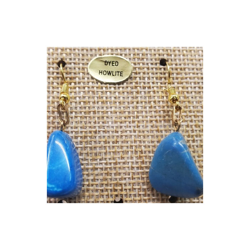 paire de boucle d'oreille en pierre semi précieuse en forme diverses dyed howlite