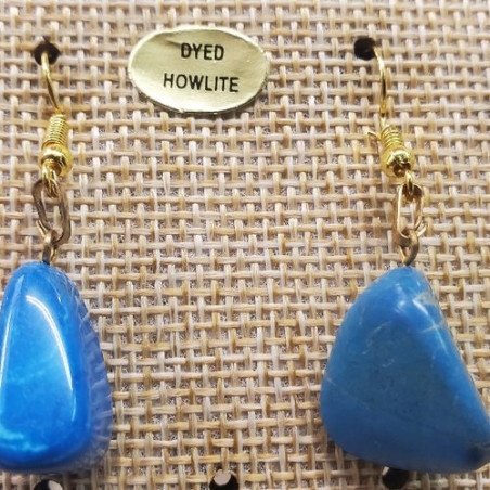 paire de boucle d'oreille en pierre semi précieuse en forme diverses dyed howlite