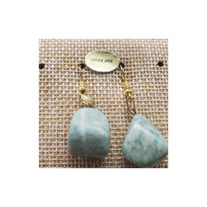 paire de boucle d'oreille en pierre semi précieuse en forme diverses green jade