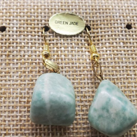 paire de boucle d'oreille en pierre semi précieuse en forme diverses green jade