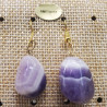 paire de boucle d'oreille en pierre semi précieuse en forme diverses ametyst