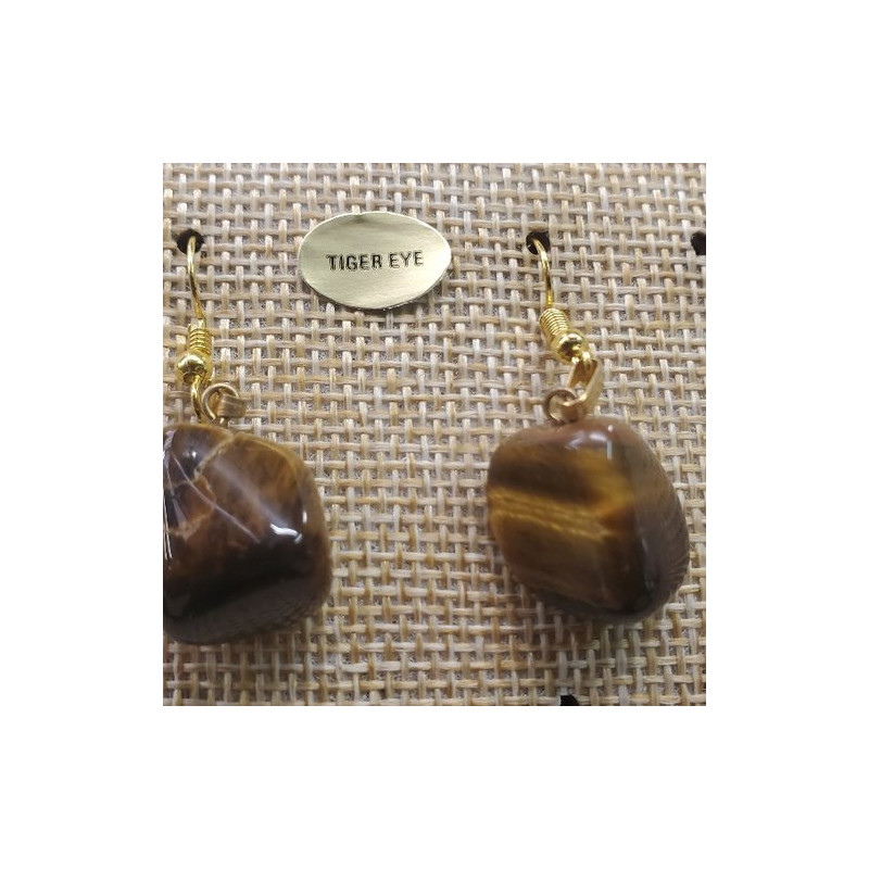 paire de boucle d'oreille en pierre semi précieuse en forme diverses tiger eye