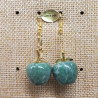 Paire de boucle d'oreille motif pomme pendentif en pierre naturelle et pierre semi précieuse green jade