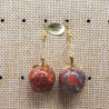 Paire de boucle d'oreille motif pomme pendentif en pierre naturelle et pierre semi précieuse breciated jasper