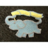 écusson thermocollant- motif: ELEPHANT- bleu - gris et jaune