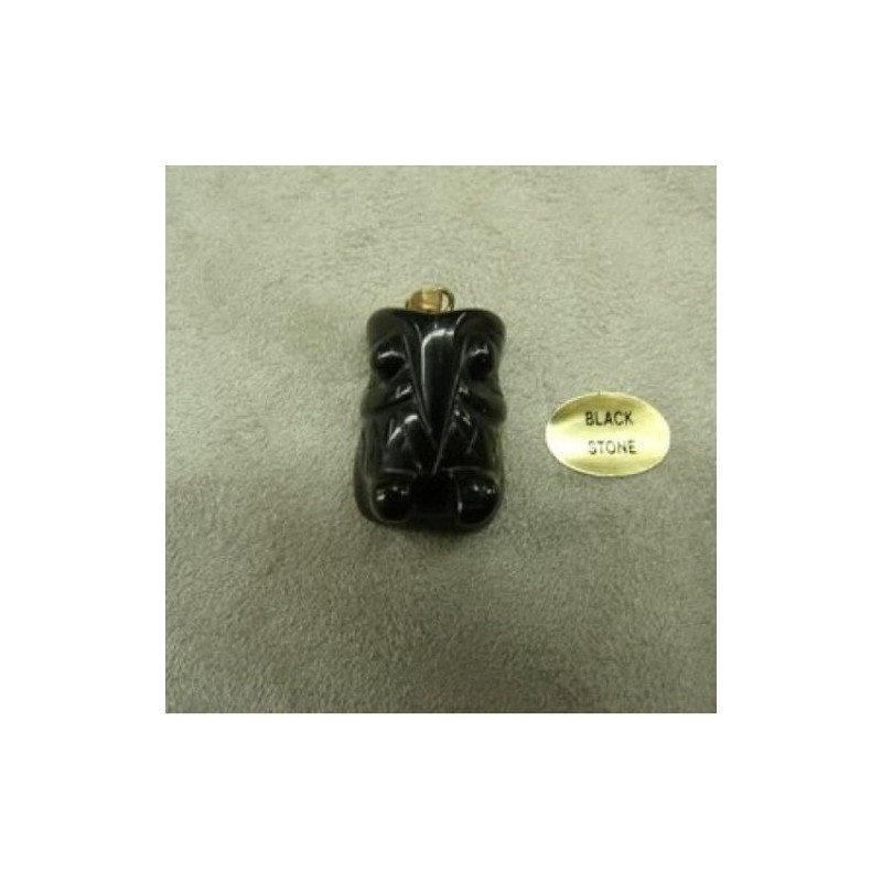 PENDENTIF MOTIF CHOUETTE- BLACK STONE,HAUTEUR 2cm / LARGEUR: 1,5 cm/ EPAISSEUR: 1,5 cm