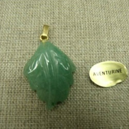 PENDENTIF MOTIF FEUILLE-AVENTURINE,HAUTEUR: 2,5 cm / LARGEUR:2 cm / EPAISSEUR: 3 mm